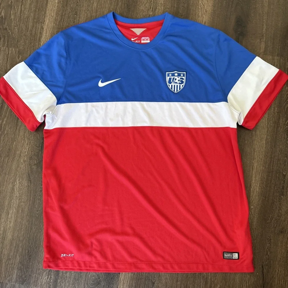 NIKE DRI FIT USA NATIONAL TEAM AUTHENTIC Soccer Futbol Jersey XXL 2014 MINT